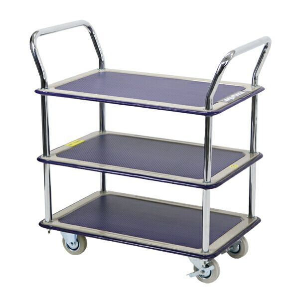 台車 スチール製 3段台車 板厚約1 2 cm 総耐荷重約120 kg 幅約48 奥行約81 スチール ツールワゴン ツールカート 運搬台車 手押し台車 業務用ワゴン 3段 三段 サービスワゴン 静音 ストッパー daisha d 3 120