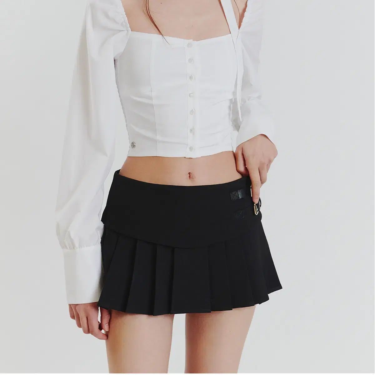 PAIN OR PLEASURE ペインオアプレジャー プリーツ スカート s チャコール 黒 CHARLOTTE PLEATS