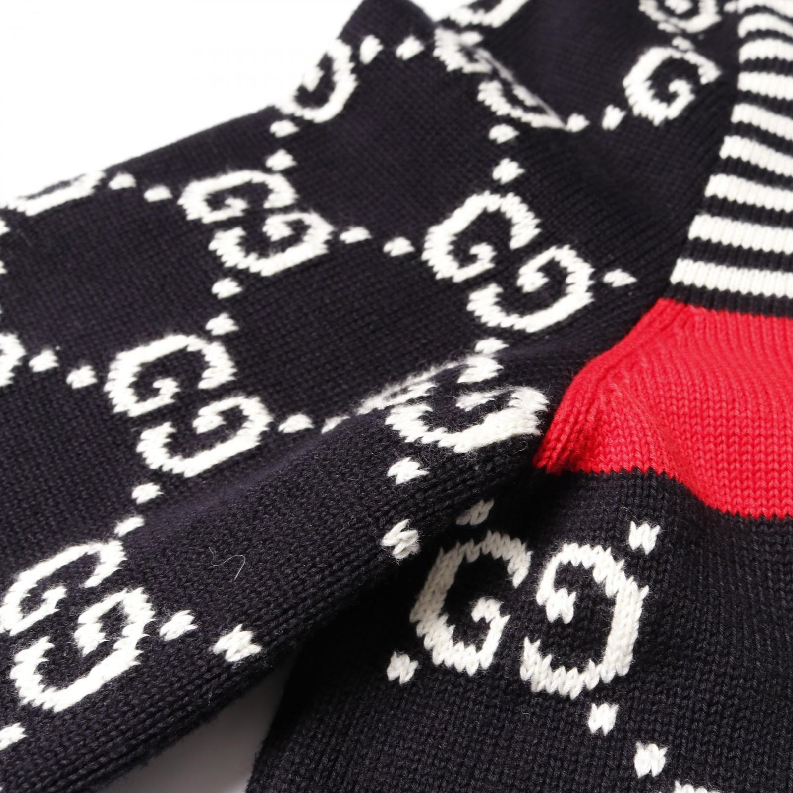 GUCCI グッチ　ボーダー　カーディガン GUCCI - GUCCI グッチ カーディガン XS 紺xベージュx赤等