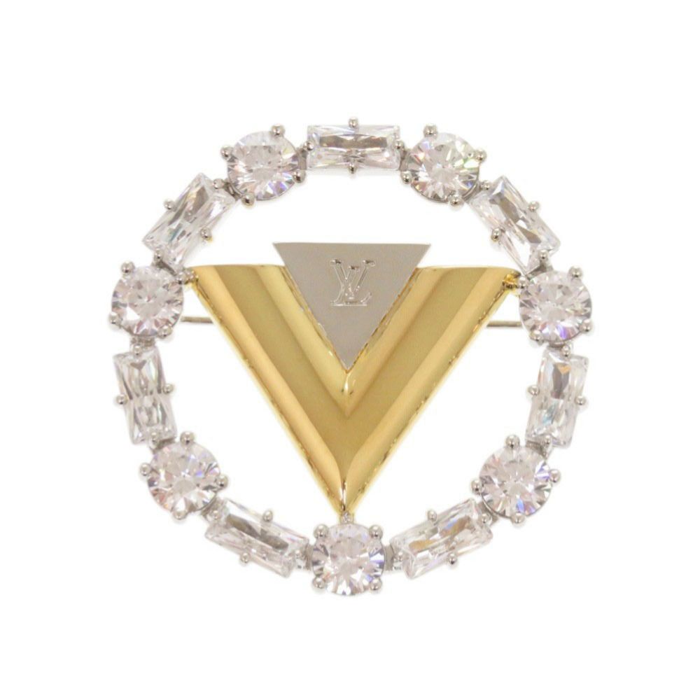 本日3時間限定LouisVuitton ルイヴィトンラインストーンブローチ LV 新品同様 ルイ ヴィトン ブローチ V フォー ヴィトン M02263 メタル