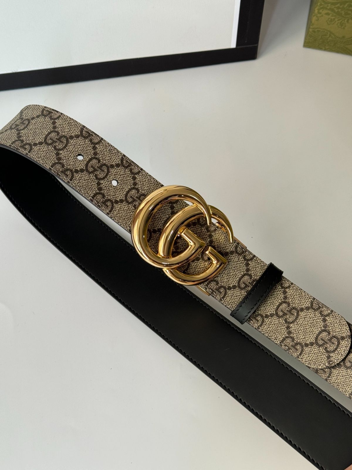 今日特価】Gucci グッチ ダブル G レトロ回転バックル ベルト-2