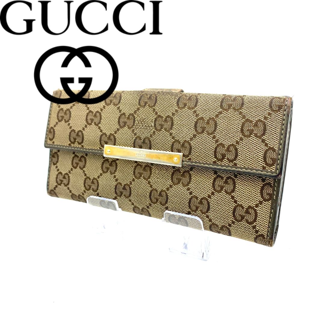 良品✨GUCCI GGキャンバス ゴールドプレート　長財布　アイボリー　Wホック 楽天市場】gucci グッチ wホック長財布の通販