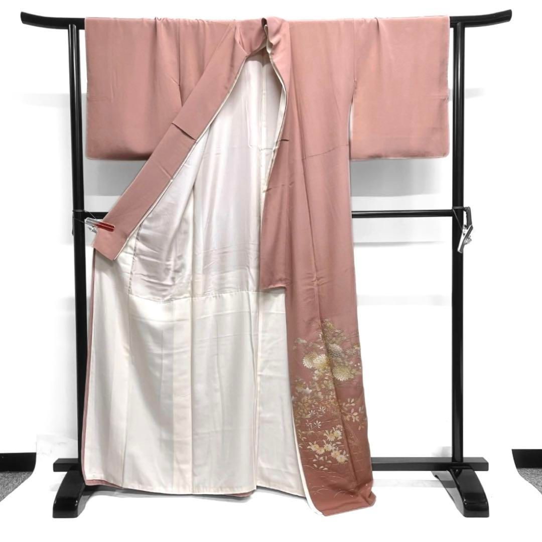 和田光正　色留袖　金彩　菊　萩　桔梗　柴垣　蛇籠　着物　045a d 和田光正 色留袖 金彩 菊 萩 桔梗 柴垣 蛇籠 着物 045a d - メルカリ