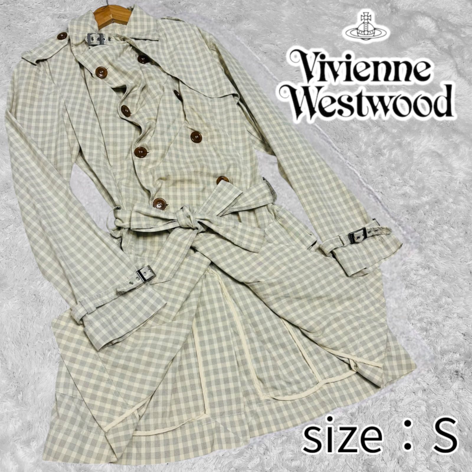 激レア デザイン Vivienne Westwood MAN ヴィヴィアンウエストウッド マン トレンチコート チェック 変形 サイズ S ベルト  アーマージャケットタイプ ロングコート|mercariメルカリ官方指定廠商|Bibian比比昂代買代購