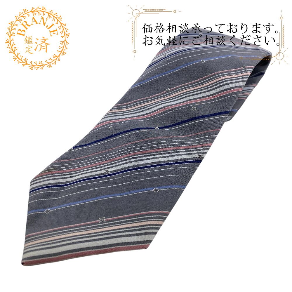 【定価3万✨超美品】LOUIS VUITTON ルイヴィトン ストライプネクタイ ✨美品✨ルイヴィトン モノグラム ストライプ ブラック ネクタイ