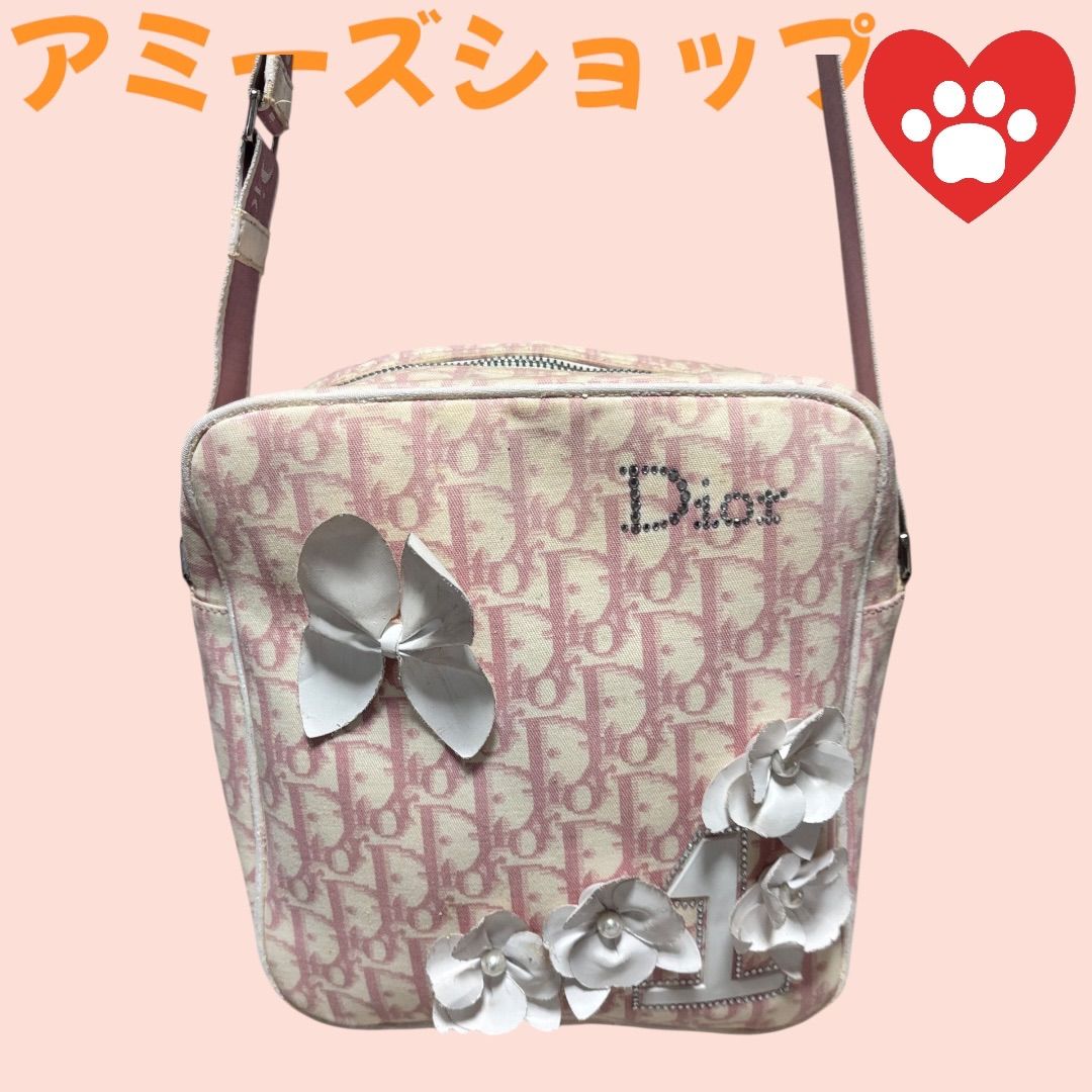 クリスチャンディオール Christian Dior トローター装飾フラワーショルダーバック