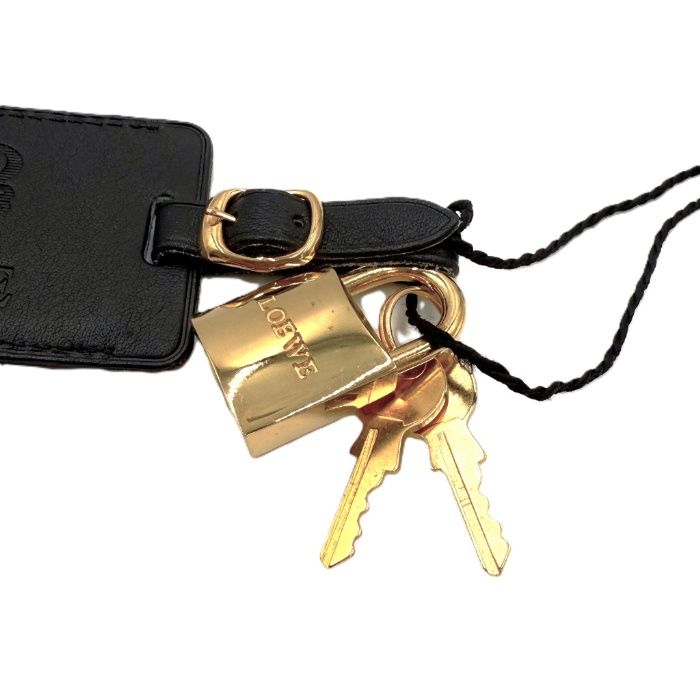 LOEWE ロエベ 鍵付き キーホルダー 南京錠 ae ロエベ LOEWE カデナ シルバー ブラック系 南京錠 パドロック