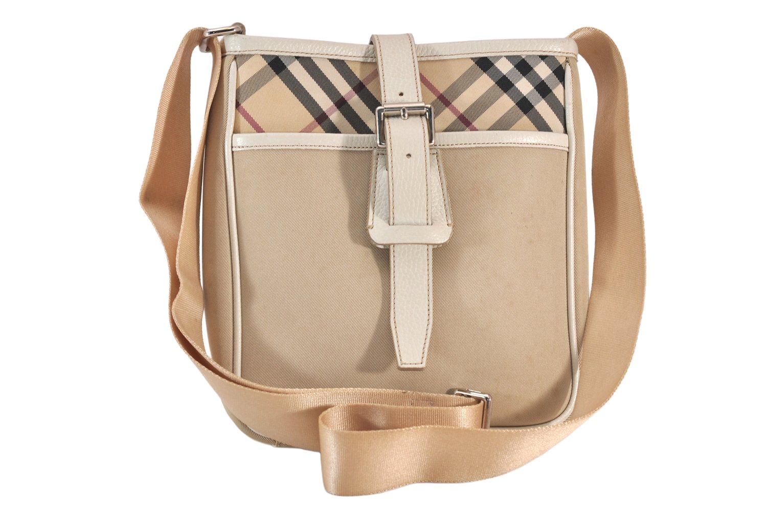 BURBERRY バーバリー ショルダーバッグ ナイロン ロゴプレート ベージュ BURBERRY バーバリー ノバチェック柄 ショルダークロスボディー
