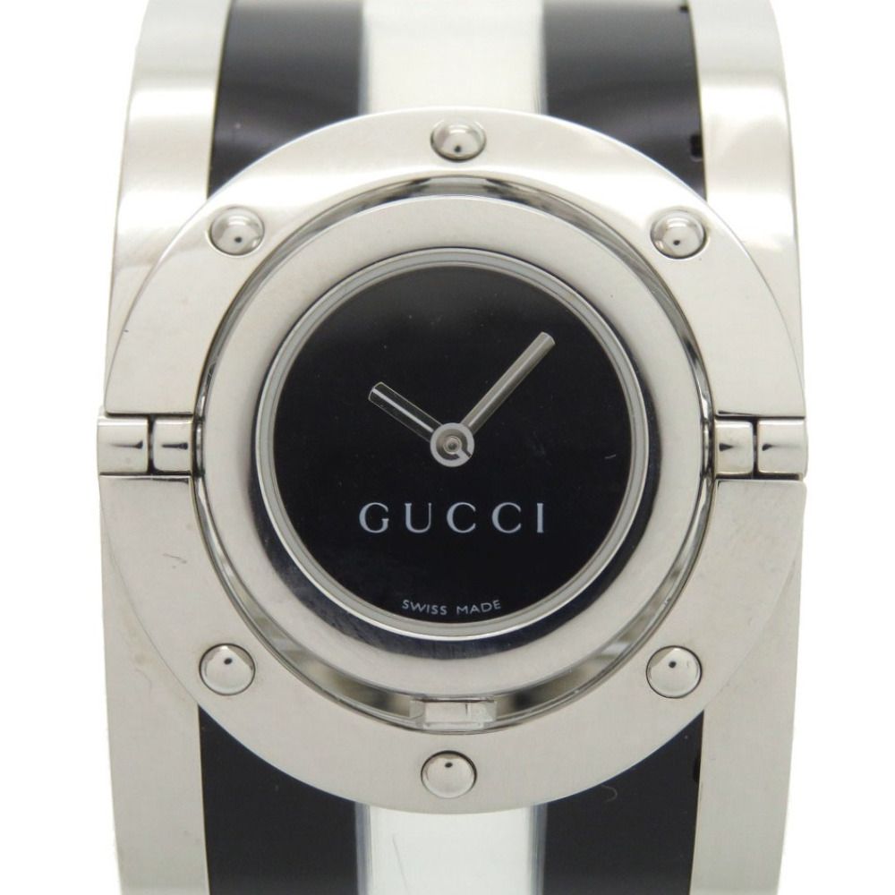63-3☆美品☆ GUCCI グッチ 112 トワール ブラック 美品 グッチ 112 トワール バングル SS プラスチック ブラック