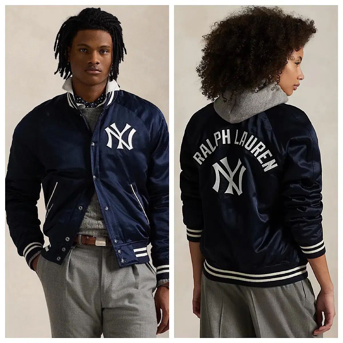 L ポロ Ralph Lauren ラルフローレン MLB ニューヨーク ヤンキース サテン ジャケット