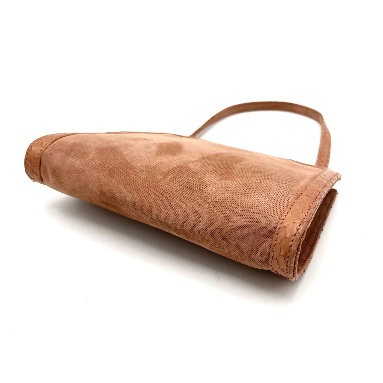 美品 LOEWE ロエベ アナグラム がま口 SV 金具 パイソン × メッシュ 