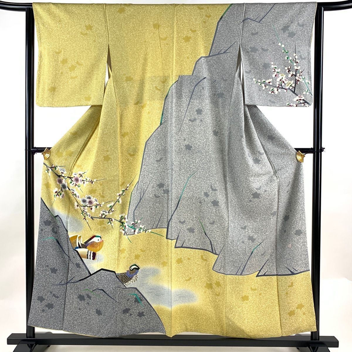 訪問着 身丈156cm 裄丈63.5cm S 袷 TOKIO et TOKI 落款 枝梅 鴛鴦 金銀  