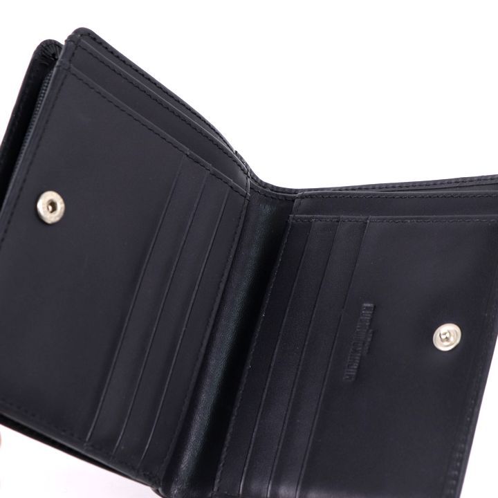 ミチコロンドン 二つ折り財布 ロゴ 無地 シンプル 小銭入れあり 黒