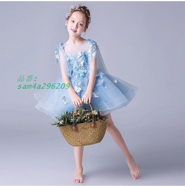ピアノ発表会 ドレス 中学生 160 170 180 キッズ ワンピース 蝶々柄 花柄 女の子 am 4 a 296209