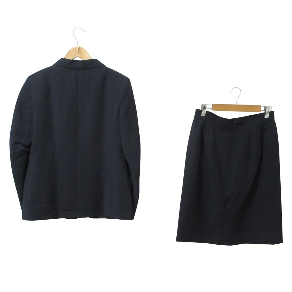JIL SANDER ジルサンダー モヘアブレンド ジャケット スカート スーツ セットアップ 36 ネイビー レディース 古着