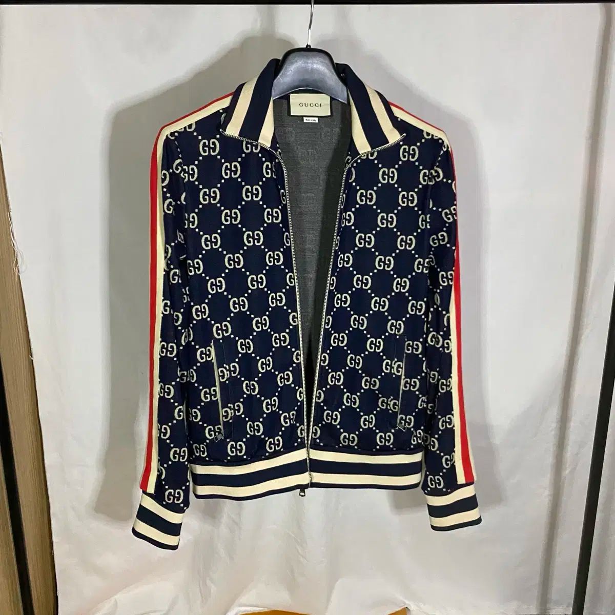 【国内発送★】GGジャカード ボタン クロージャージャケット 国内発送☆GUCCI】GGジャカード ジャケット ダークブルー (GUCCI
