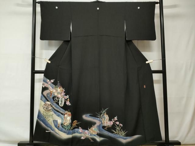 平和屋着物＃羽織 霰 黒地 正絹 逸品 CAAR9195id 平和屋着物＃羽織 霰