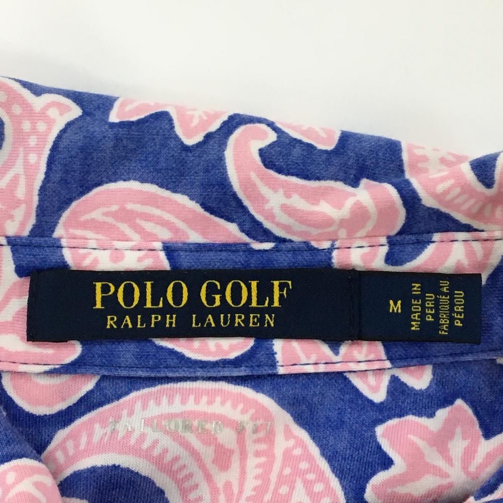 ポロゴルフ 半袖ポロシャツ ブルー×ピンク 総柄 レディース M ゴルフウェア Ralph Lauren ポロゴルフ 半袖ポロシャツ ブルー×ピンク 総柄 レディース M ゴルフ