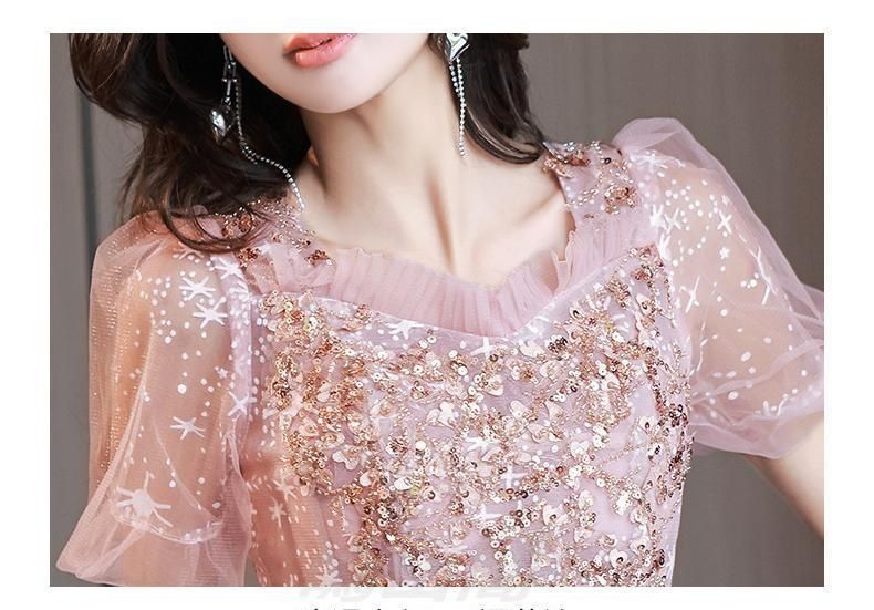 送料無料 ピンクロングドレス