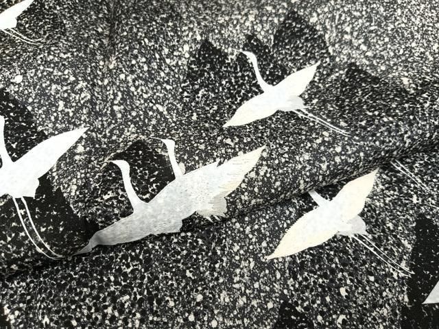 平和屋着物○訪問着 群れ鶴文 たたき染め 正絹 逸品 AABC1774ph 平和屋