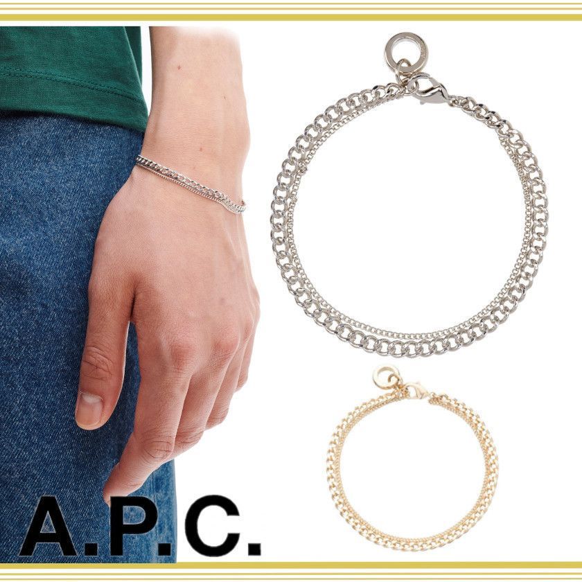 【A.P.C】MINIMAL ダブルカーブチェーンブレスレット '関税込み' A.P.C】MINIMAL ダブルカーブチェーンブレスレット '関税込み