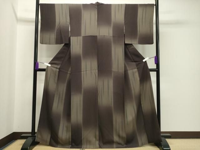 平和屋着物●上質な小紋 縞 暈し染め 正絹 CAAX5831gh