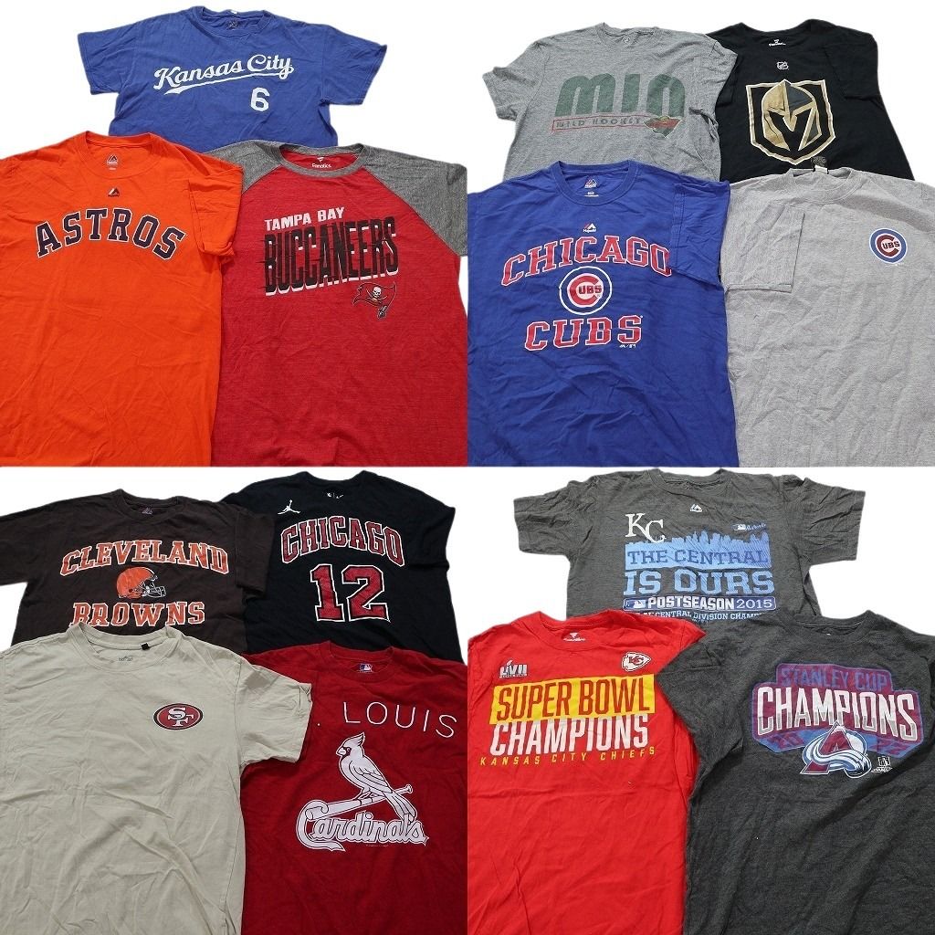 低価，正規品古着卸 まとめ売り プロチーム 半袖Tシャツ 14枚セット (メンズ M ) カブス カージナルス MLB バッカニアーズ NFL 中古 古着 NB7088 その他