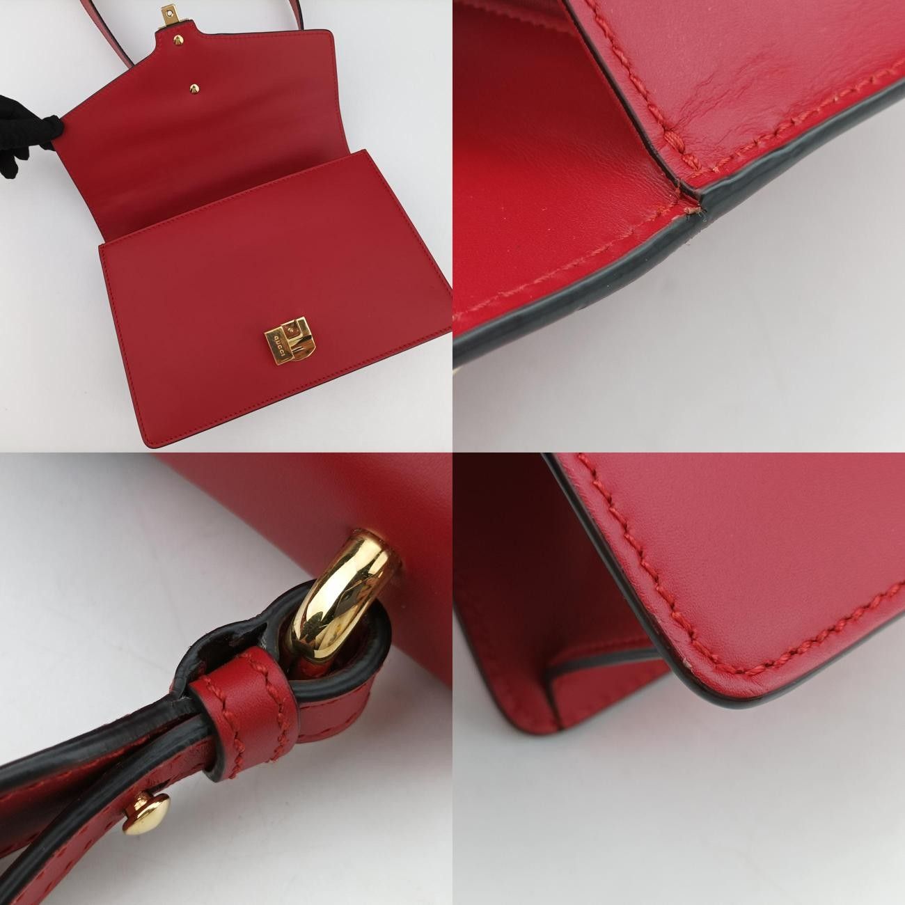 グッチGucciシルヴィレッド×ネイビーレザー421882B023103386