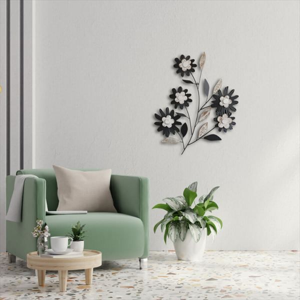 看板チューリップ蝶白アメリカンレトロ海外雑貨ブリキプレート夏