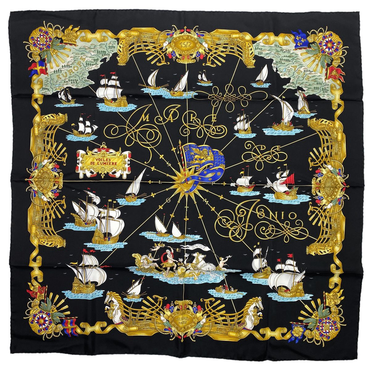 エルメス HERMES カレ 90 VOILES DE LUMIERE 光の帆船 スカーフ