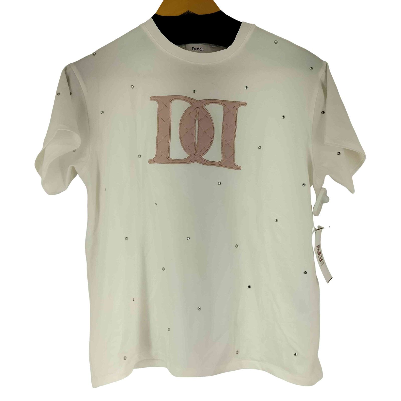 Darich キルティングアップリケTシャツ Darich ダーリッチ キルティングアップリケビジューTシャツ 白