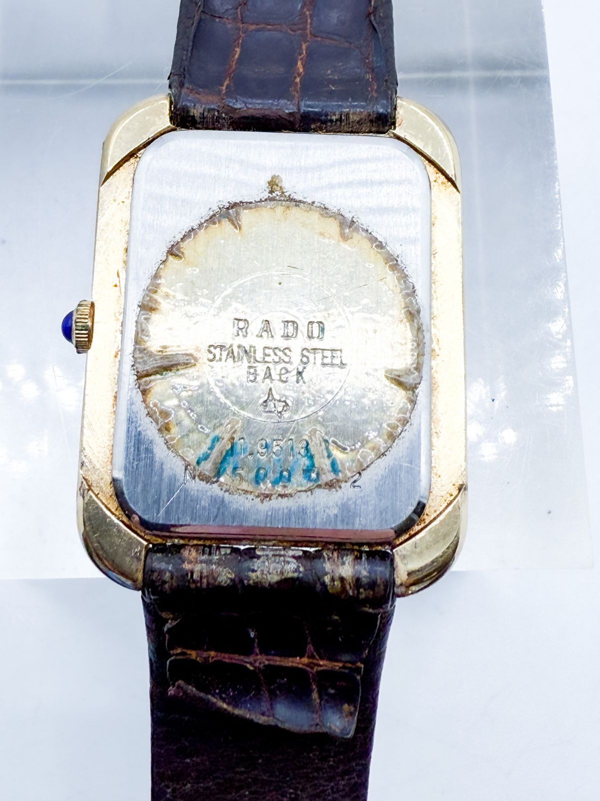 RADO ラドー クォーツ スクエア ゴールド × レザーベルト 稼働品