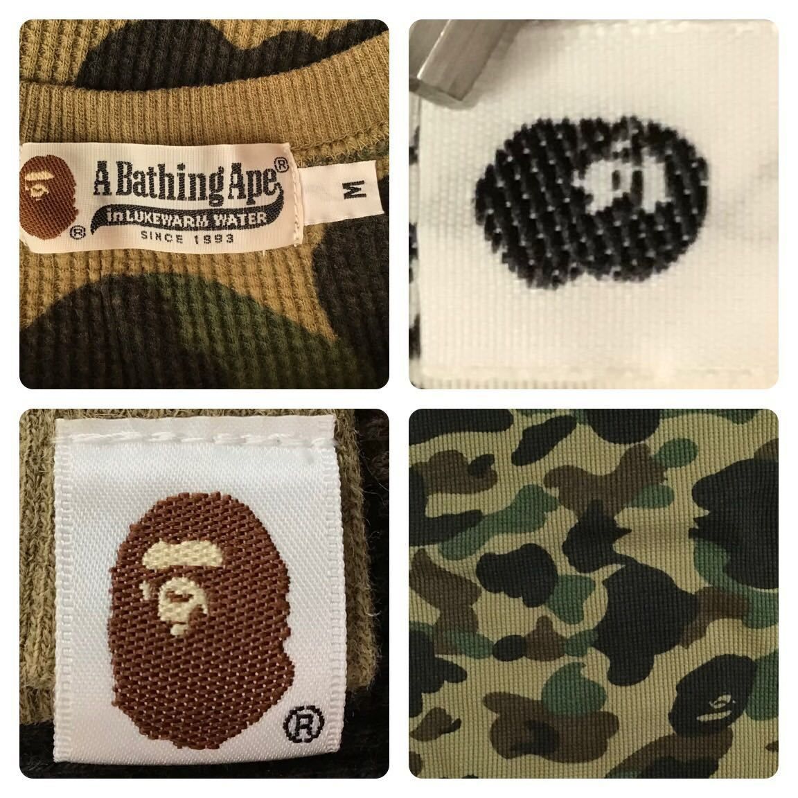 1st camo green サーマル 長袖 Tシャツ Mサイズ a bathing ape BAPE 