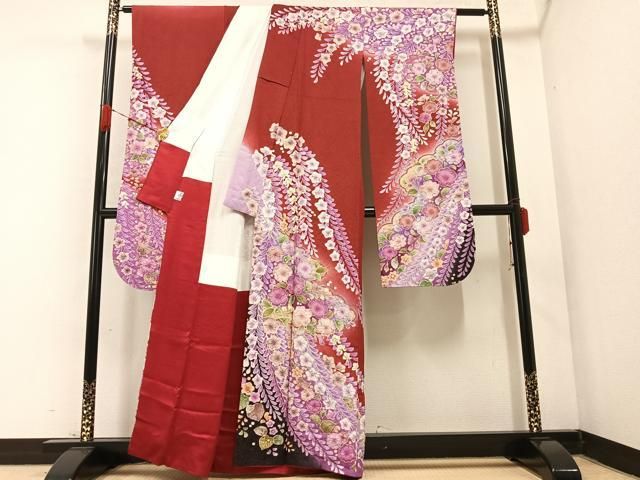 辻が花 絞り 暈し染め 遠山花文 さが美 金 平和屋着物○豪華振袖