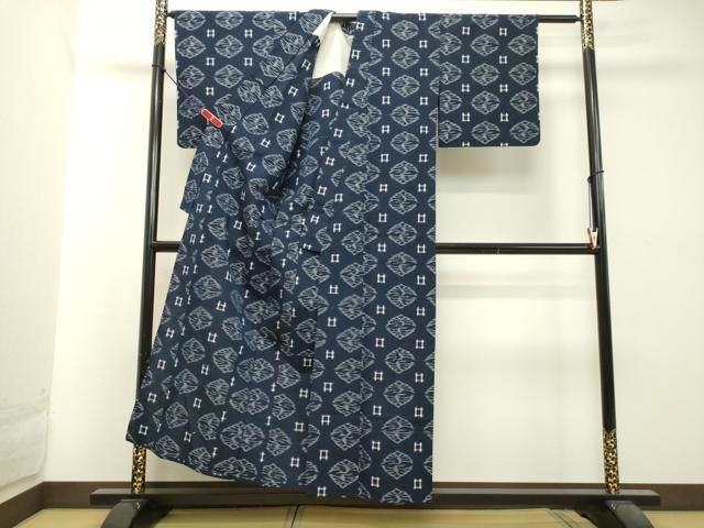 平和屋着物▽弓浜絣　単衣　向かい鳥文　綿　逸品　DAAT1411tw 平和屋着物▽弓浜絣 単衣 向かい鳥文 綿 逸品 DAAT1411tw : 平和屋