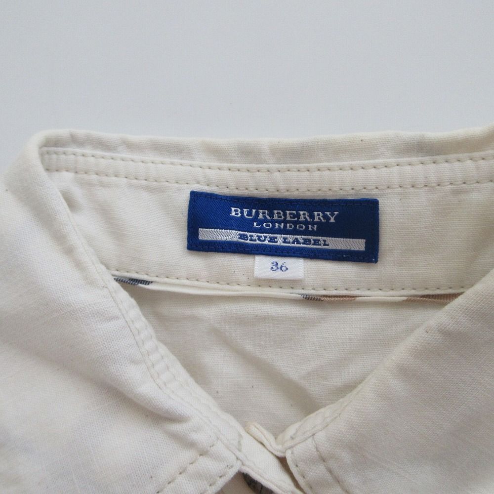 BURBERRY　ブルーレーベル　シャツワンピース　七分袖　ベージュ BURBERRY BLUE LABEL バーバリーブルーレーベル フリル シャツ