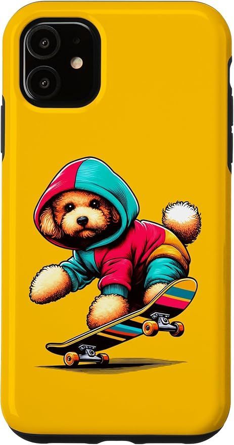 iPhone 11 かっこいい トイプードル 犬 スケートボード イラスト