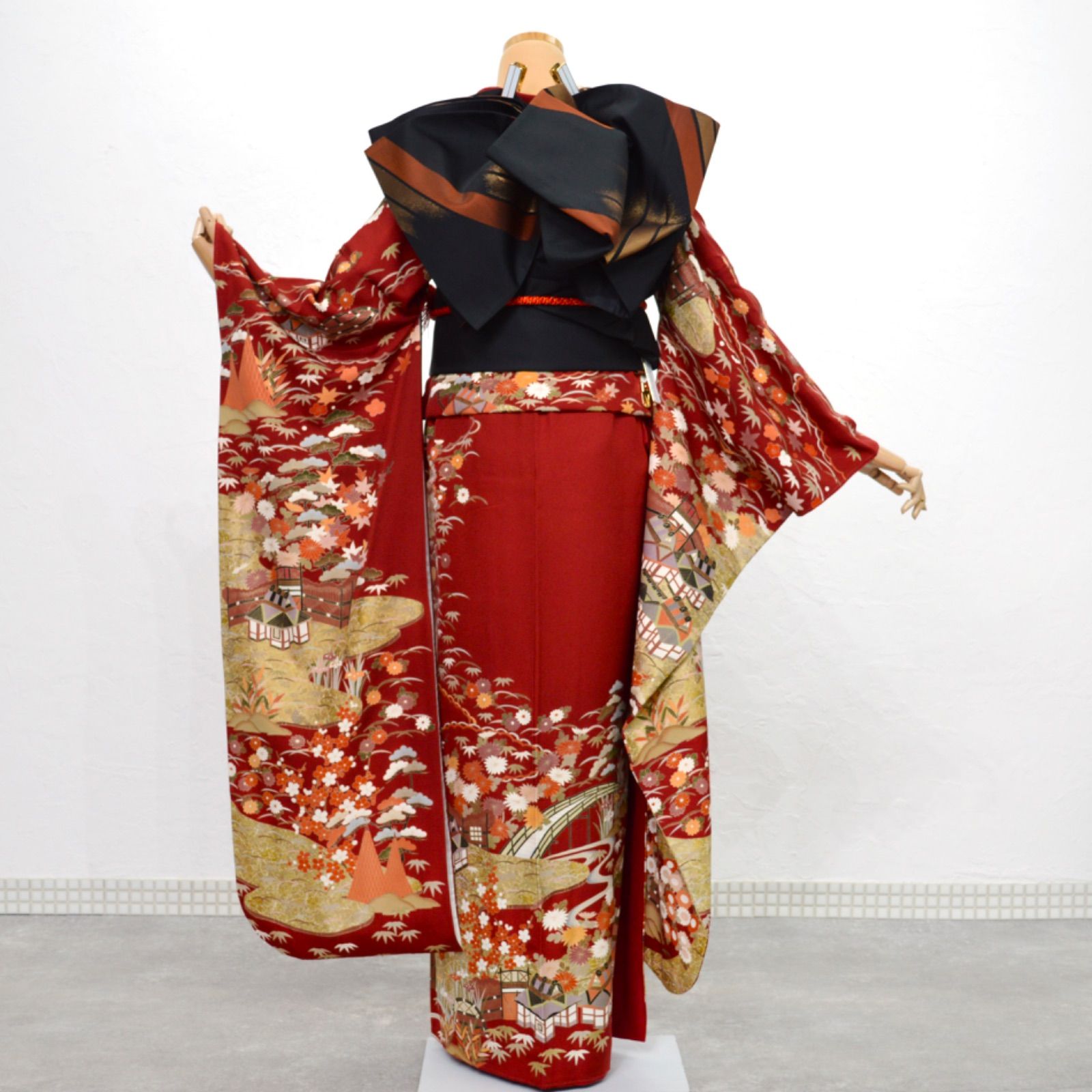 美品》正絹 振袖フルセット L〜LLサイズ 成人式 大正ロマン レトロ 金