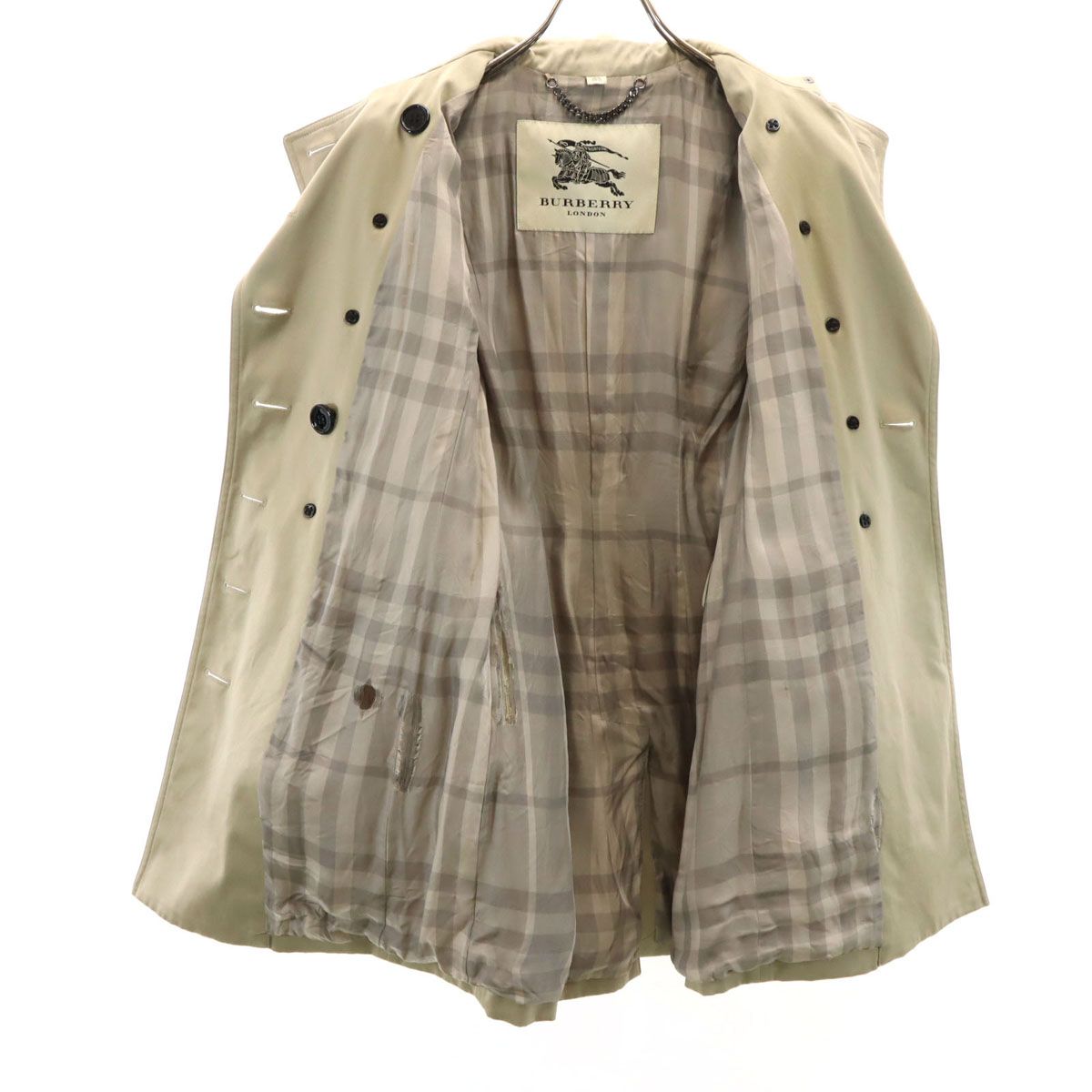 未使用級 バーバリーロンドン メガチェック スプリングコート 48 ベージュ Burberry バーバリーロンドン トレンチコート メガチェック