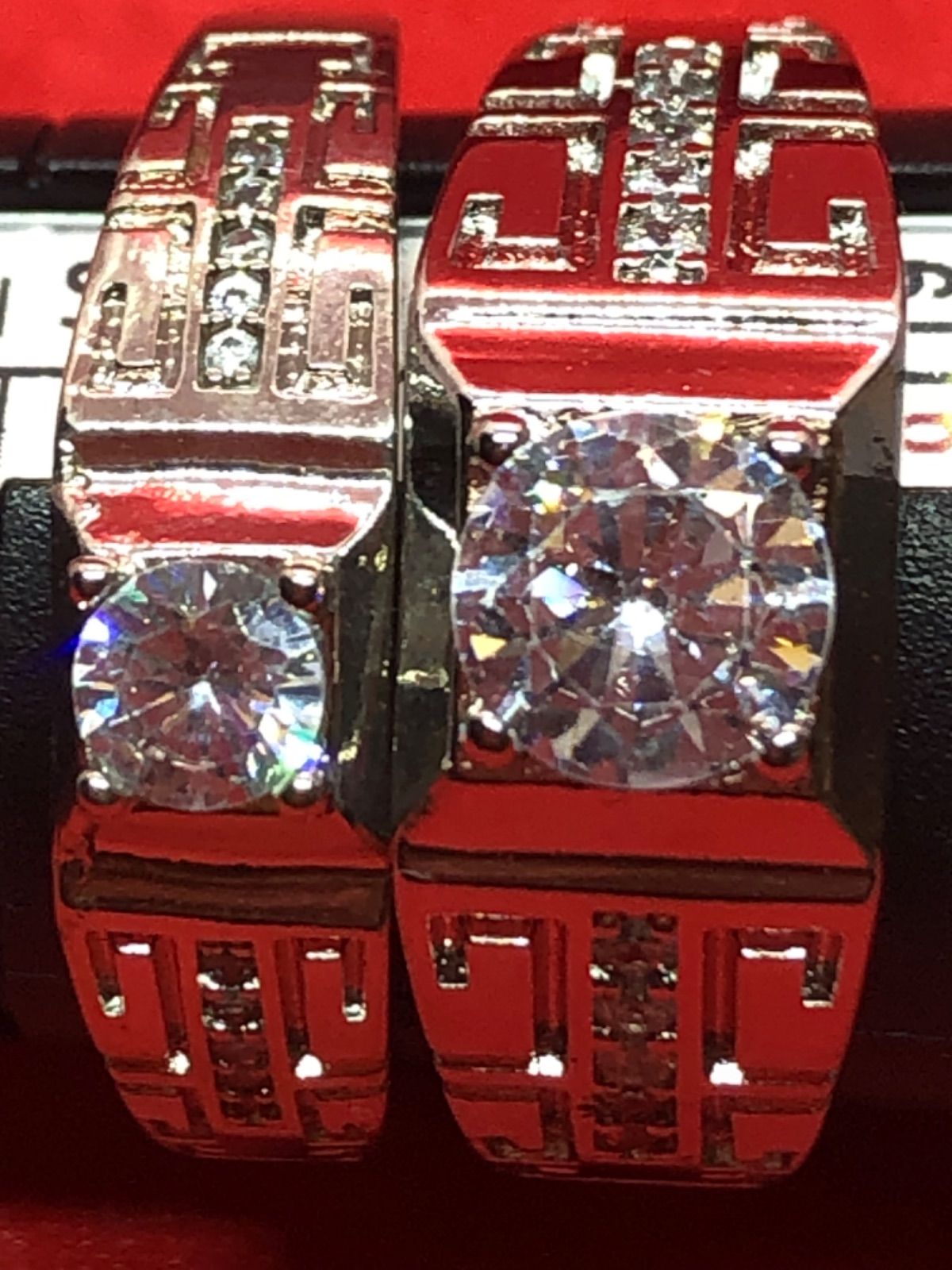 モアサナイトカップルペアリング1ct+2ct 1308 - メルカリ