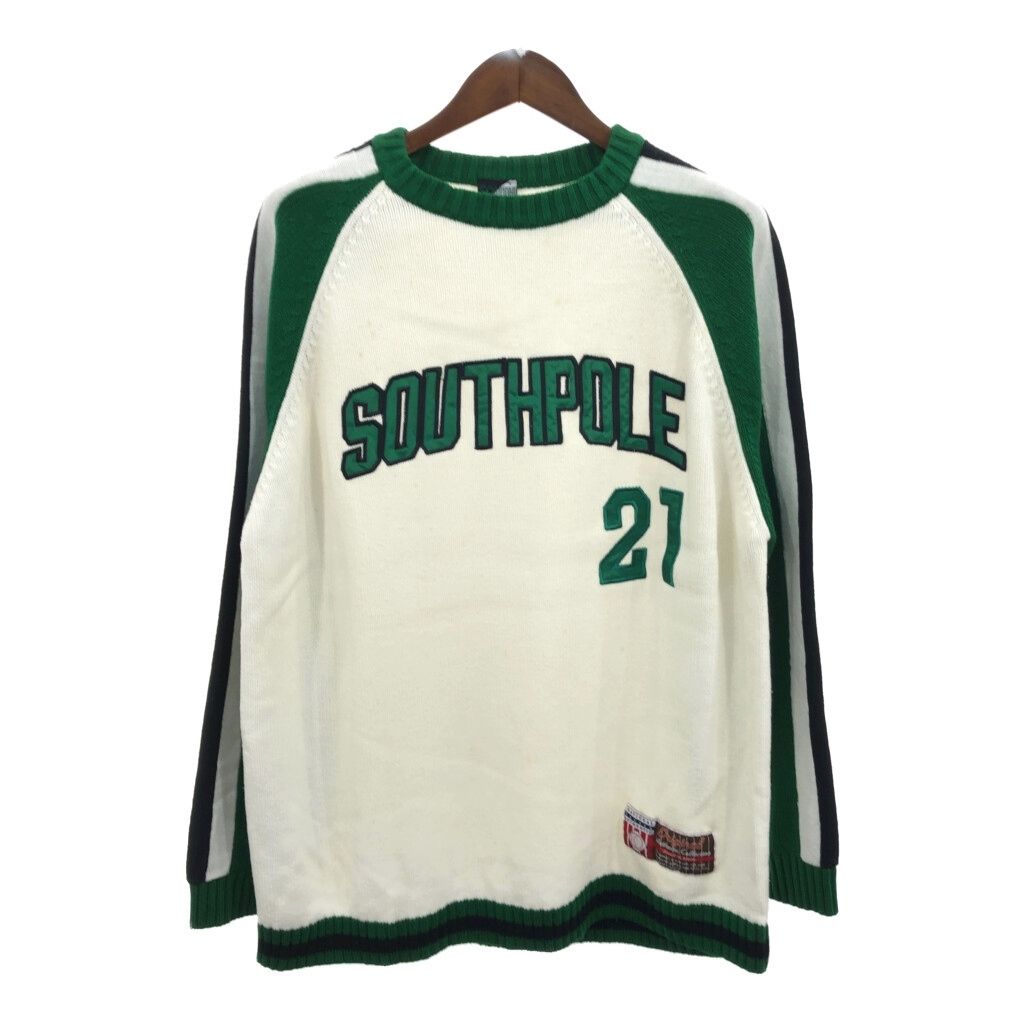 00年代 SOUTH POLE サウスポール アクリル ニット セーター ホワイト (メンズ XL) 中古 古着 Q7683