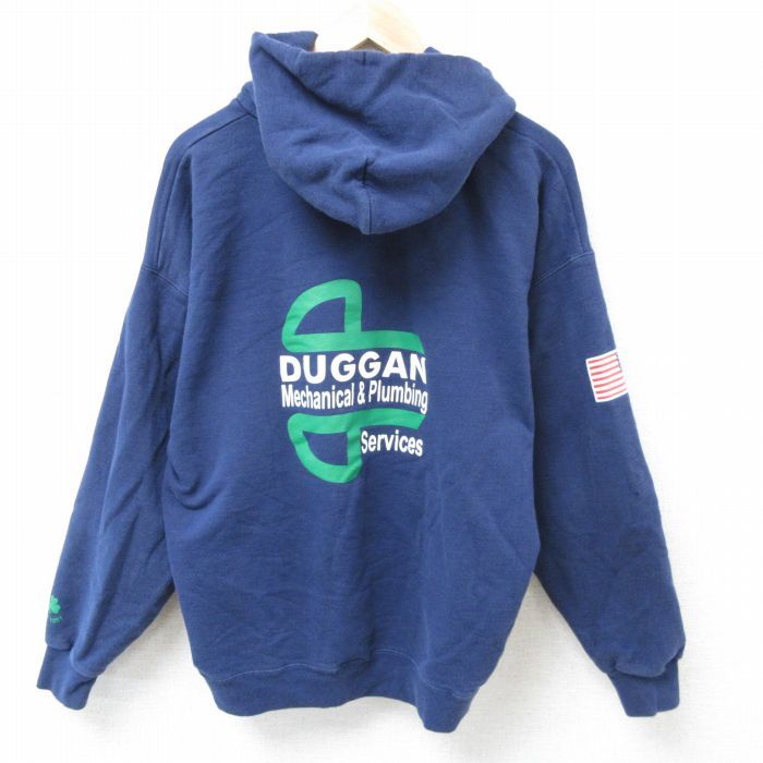 XL/古着 ヘインズ Hanes 長袖 スウェット パーカー メンズ 00s DUGGAN 紺 ネイビー 24sep05 中古 スエット トレーナー トップス