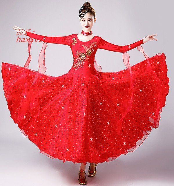 社交ダンス ドレス 競技用 社交ダンス衣装 ワンピース 長袖 舞台 キラキラ ドレス 豪華 広がる 社交ダンス ヴィーナスダンスウエア hax5v223876 LLC-HASEGAWATOSO_COM