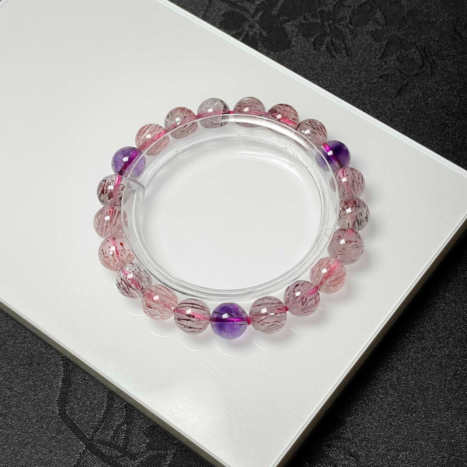 天然美品☆【極満針スーパーセブン】☆ブレスレット 天然石B 8.9-9.3mm 