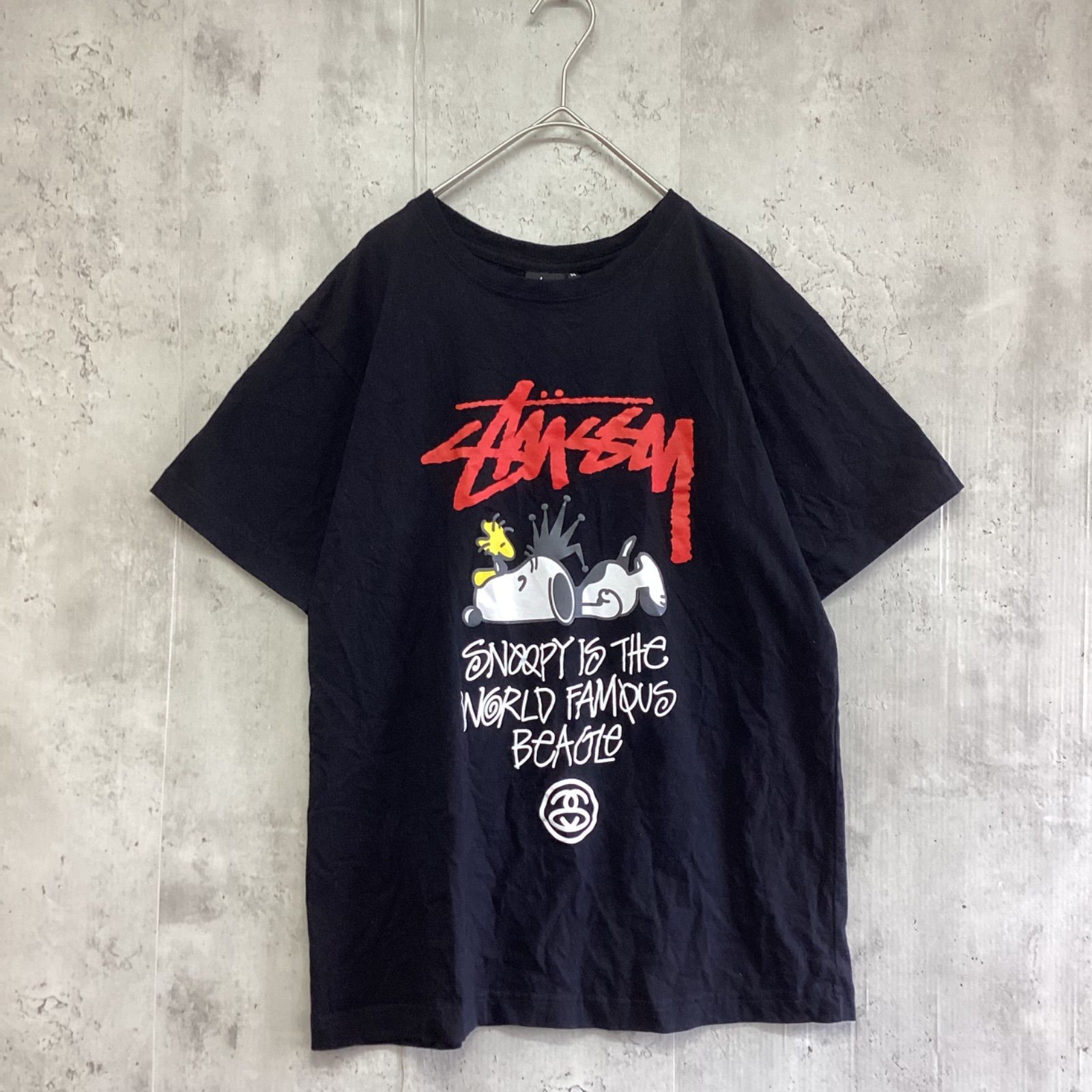 Stussy ステューシー スヌーピープリント半袖Tシャツ 黒 レディース M