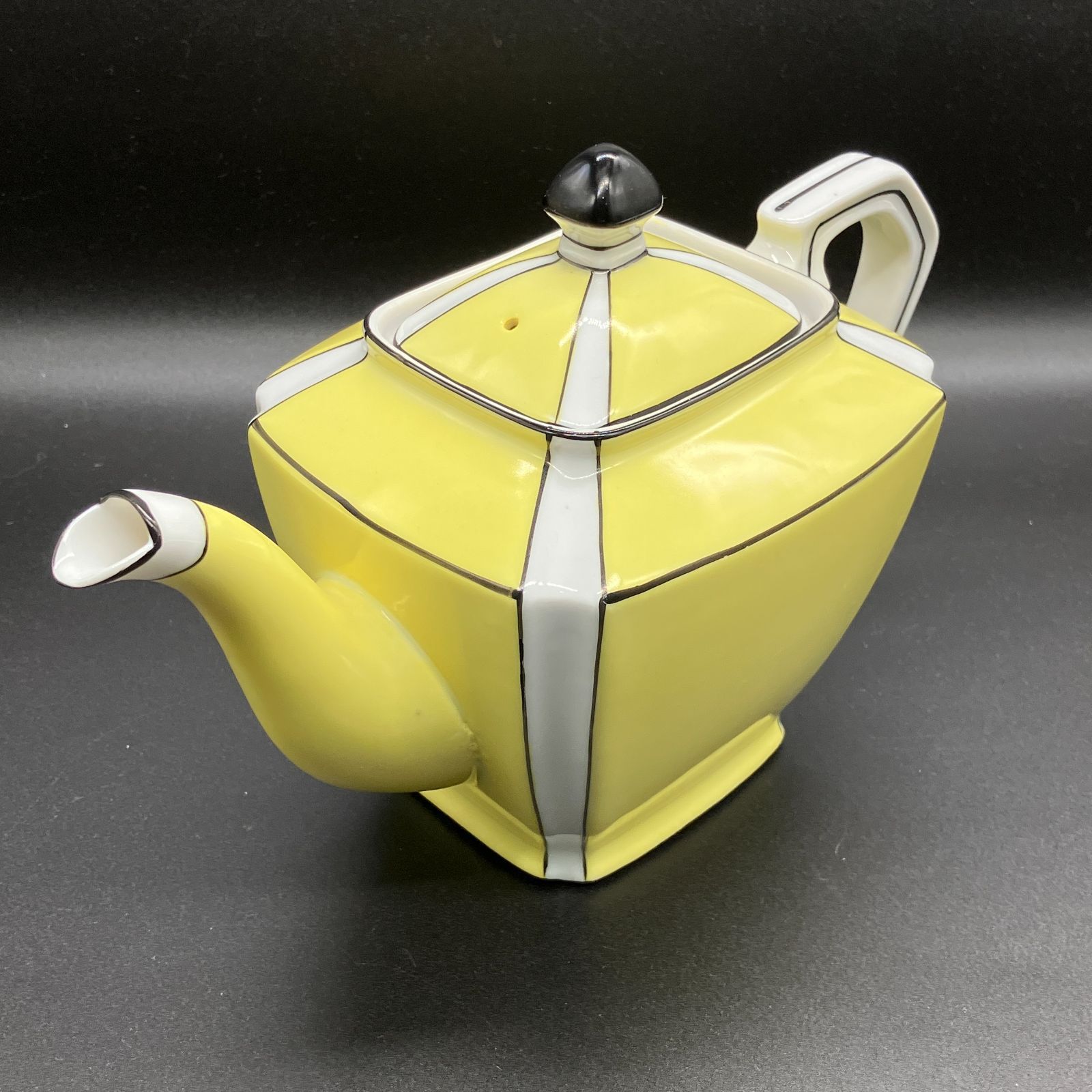 オールドノリタケ アールデコ イエロー ストライプ | ポット シュガー ミルク 3点セット | アンティーク | キャビネット POP_25D