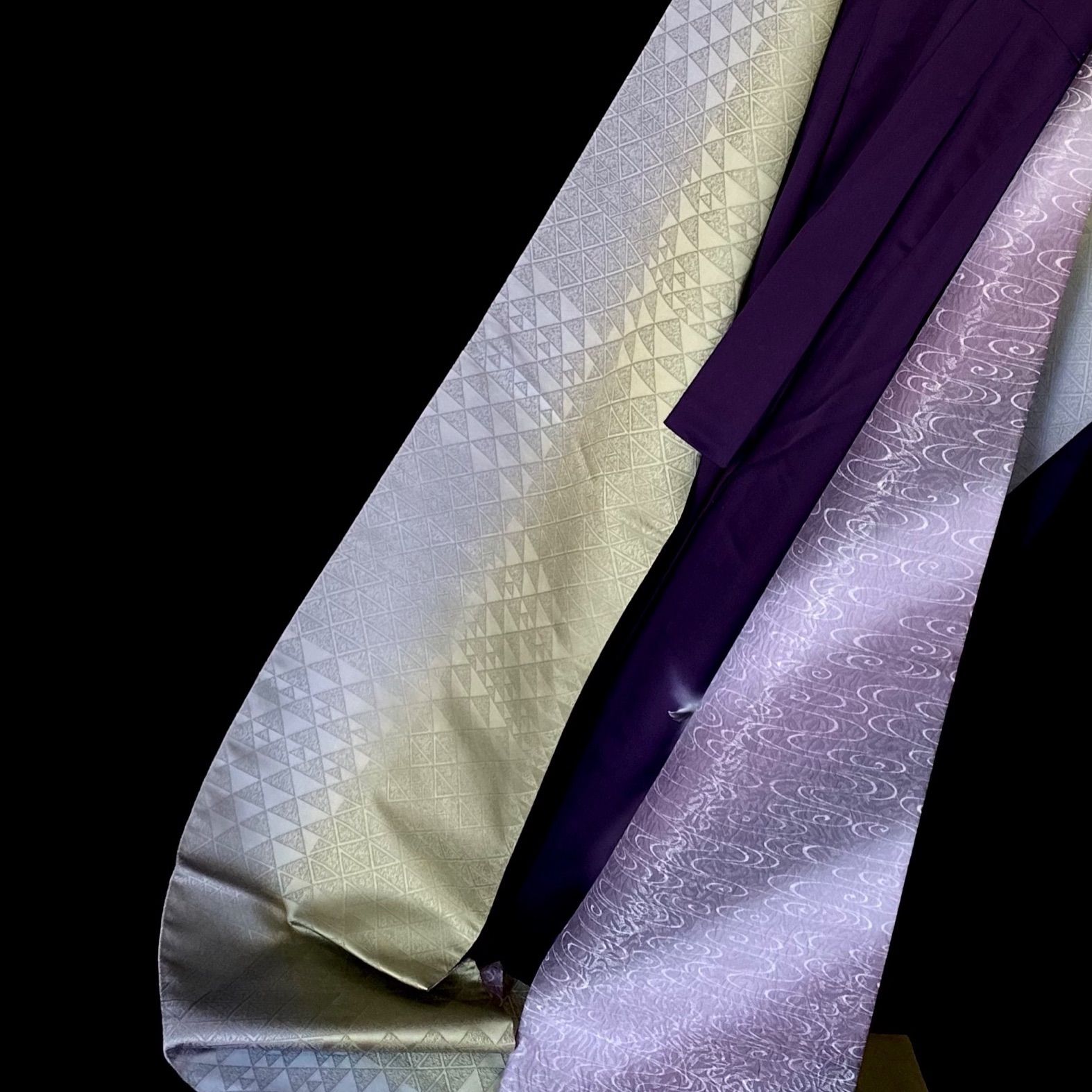 薄紫の洒落袋帯〉SALE リバーシブル トール 織り出し 紫色の帯 使える