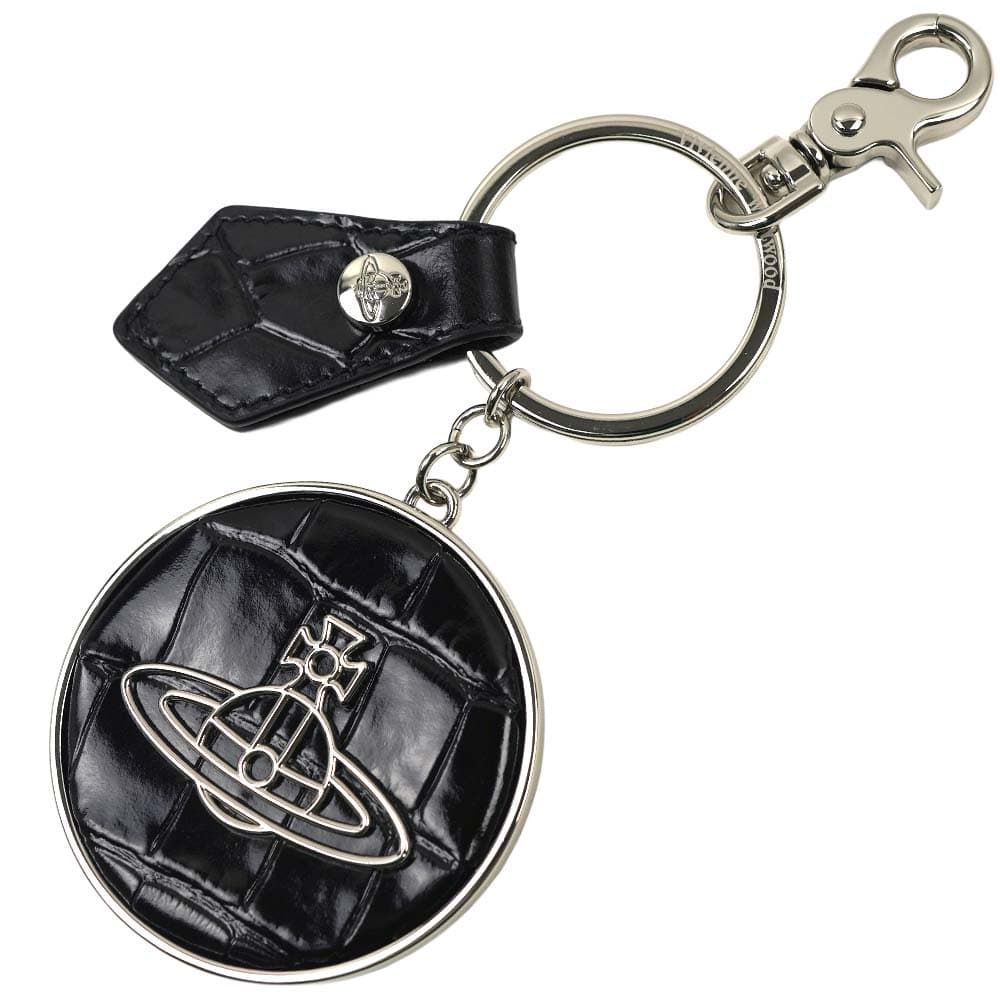 ヴィヴィアンウエストウッド キーリング キーホルダー バッグチャーム レディース ユニセックス ブラック Vivienne Westwood CROCODILE THIN LINE ORB KEYRING 82030103 L0039 N401