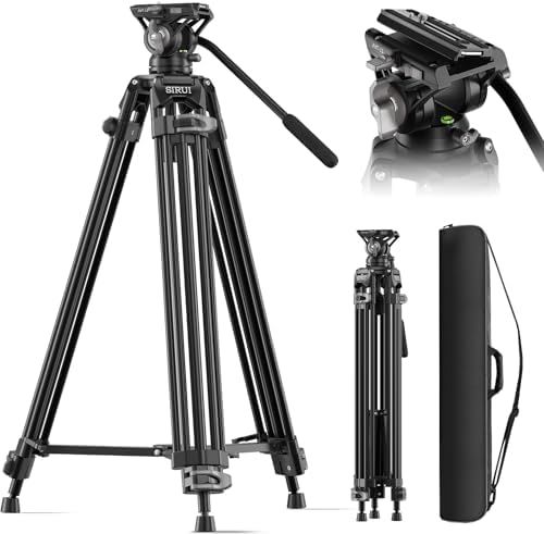 SIRUI 三脚 カメラ三脚 フルードヘッドビデオ三脚 高強度アルミ製三脚 Manfrotto 用スナップインクイックリリースプレート付き DSLR カメラ カムコーダー用ヘビーデューティー三脚 最大高さ185cm 耐荷重10 kg AV