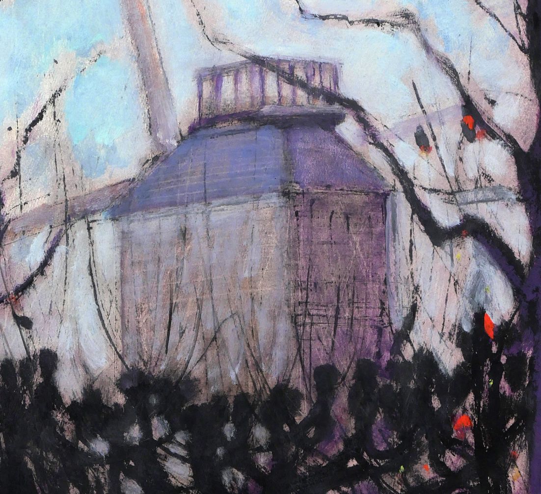 絵画　水彩肉筆画　真作　森茂子『古いホテルのコンシェルジュ（パリ）』 絵画 水彩肉筆画 真作 森茂子『古いホテルのコンシェルジュ